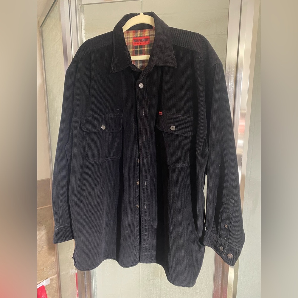 Wolverine Boots and Gear Men's Black Flannel Lined Corduroy Shirt Jacket Size L